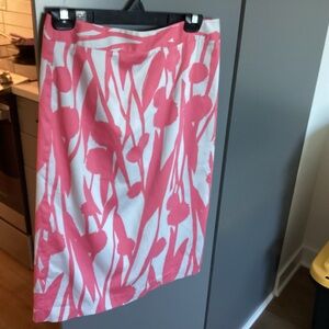 Boden  Lt Gray & Pink a line skirt, fully lined in pink satiny fabric. Slit in …